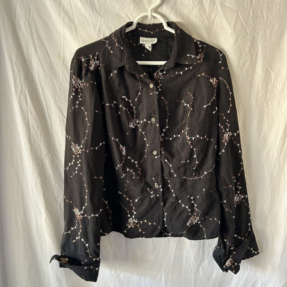 90s Vintage Office Siren Button Up Top Small Celestial Grunge Whimsigoth Fall